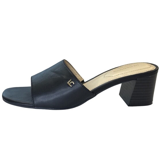 Liz Claiborne LC Bloom Women’s Black Block Heel Slide Sandals 6.5 M Memory Foam - Picture 1 of 6